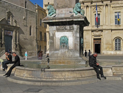 Fountain in Place de la Republique, Arles France